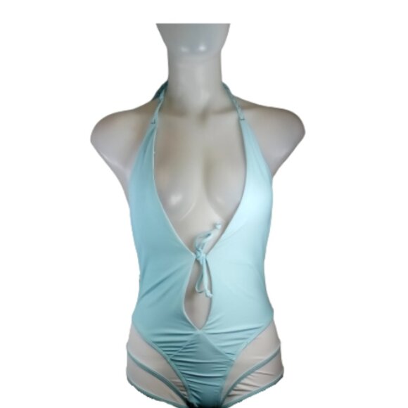 Title: Stylish Light Blue One-Piece Swimsuit - Comfortable Polyamide and Elastan - Picture 1 of 1